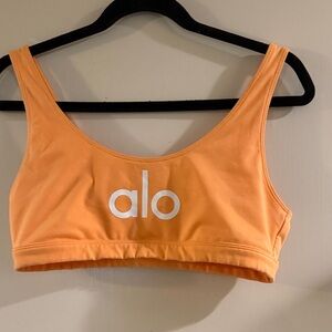 Alo Yoga Peach Logo Scoop Neck Sports Bra Size L